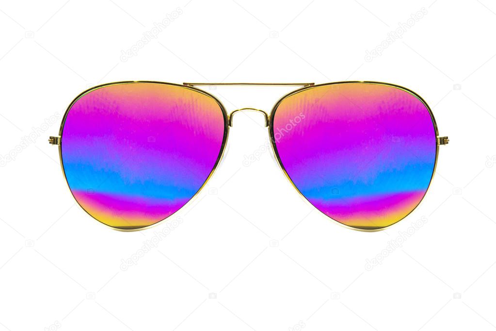 Sunglasses in an iron frame isolated on white background. photo