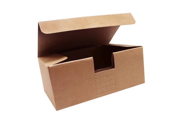 Καφέ Κουτί Από Χαρτόνι Για Συσκευασία Και Παράδοση Απομονώνονται Λευκό — Φωτογραφία Αρχείου