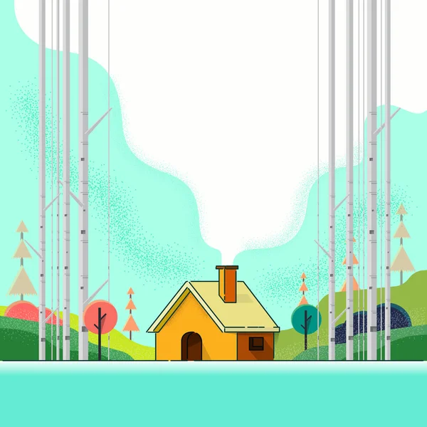 Hus Skogen Cartoon Vektorillustration Konst — Stock vektor