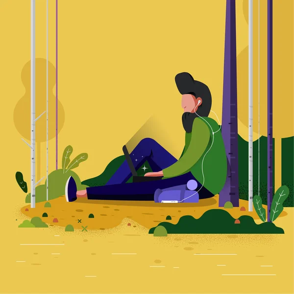 Descansando Bosque Vector Ilustrador Fondo Ordenador Internet — Archivo Imágenes Vectoriales