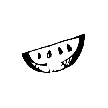 Simge siyah el çizilmiş basit anahat kavun taze meyve simgesi. Illustrator vektör. Beyaz arka plan üzerinde