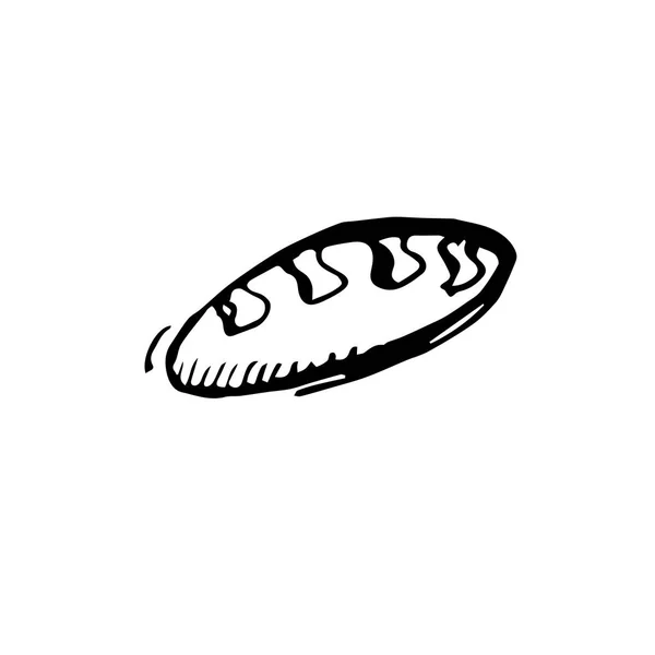 Ícone Preto Mão Desenhada Delineamento Simples Símbolo Pão Delicioso Ilustrador —  Vetores de Stock