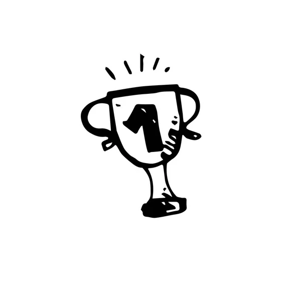 Icône Noire Dessinée Main Symbole Simple Trophée Illustrateur Vectoriel Sur — Image vectorielle