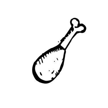 Basit anahat tavuk sembol simge siyah el çekilmiş. Illustrator vektör. Beyaz arka plan üzerinde