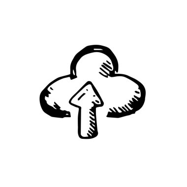 Simge siyah el basit anahat simgesini bulut Upload çekilmiş. Illustrator vektör. Beyaz arka plan üzerinde