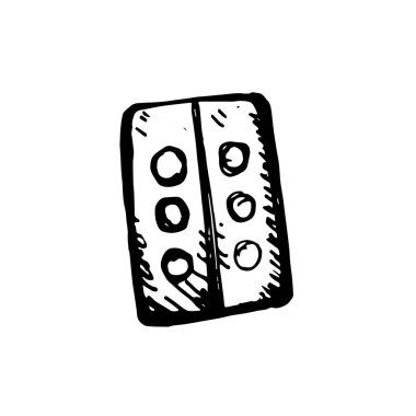 Simge siyah el çizilmiş basit anahat tıbbi hap sembolü. Illustrator vektör. Beyaz arka plan üzerinde