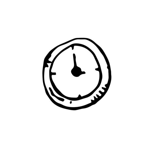 Icono Negro Dibujado Mano Esquema Simple Símbolo Del Reloj Vector — Archivo Imágenes Vectoriales