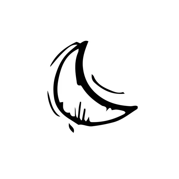 Ikonen Svarta Handen Ritade Enkel Disposition Moon Symbol Vector Illustratör — Stock vektor