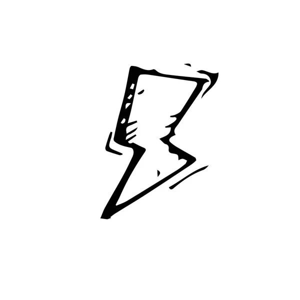 Simge siyah el çizilmiş basit anahat Thunder sembolü. Illustrator vektör. Beyaz arka plan üzerinde
