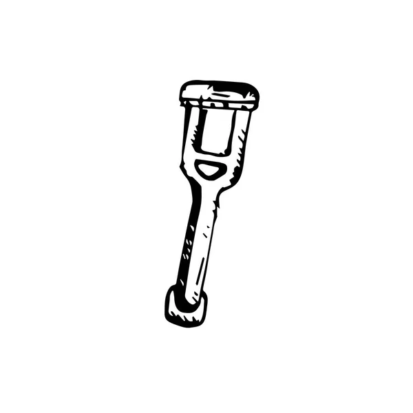 Icona Nero Disegnato Mano Semplice Contorno Crutch Simbolo Illustratore Vettoriale — Vettoriale Stock