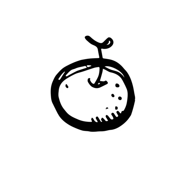Symbol Schwarze Hand Gezeichnet Einfache Umrisse Frucht Orange Symbol Vektorillustrator — Stockvektor