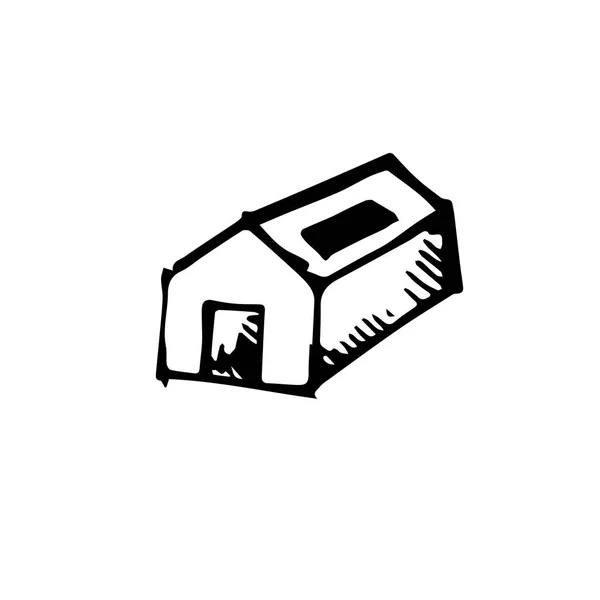 アイコン黒い手の描かれたシンプルなアウトラインはホーム シンボルです ベクトルのイラストレーターです 白い背景の上 — ストックベクタ