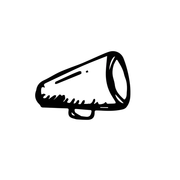 Icône Noire Dessinée Main Schéma Simple Symbole Mégaphone Illustrateur Vectoriel — Image vectorielle
