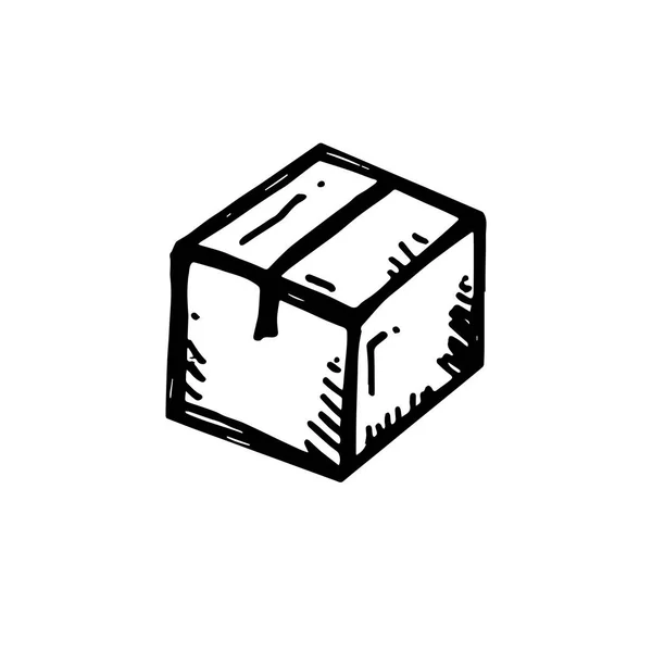 アイコンの黒い手の描かれた単純なアウトライン シンボル ボックス ベクトルのイラストレーターです 白い背景の上 — ストックベクタ