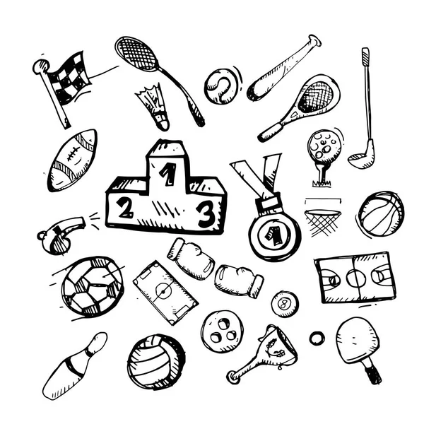 simge. Elle çizilmiş. Spor temalı doodle. Vektör düz çizim. Beyaz arka plan üzerinde