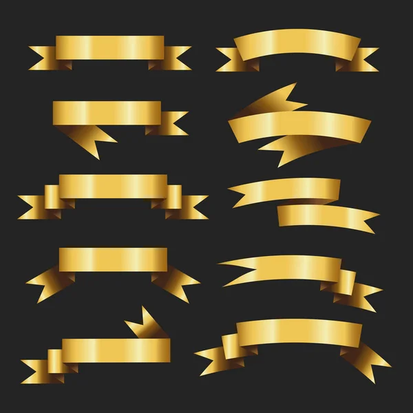 Set von Retro-Goldbändern Vektor-Illustration. schön festlich — Stockvektor