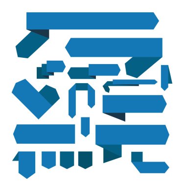 Beyaz arka plan, vecto üzerinde güzel festival mavi kurdeleler seti