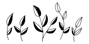 Vektör siyah ve beyaz yaprak Yaprakları desen. Basit tek renkli fl