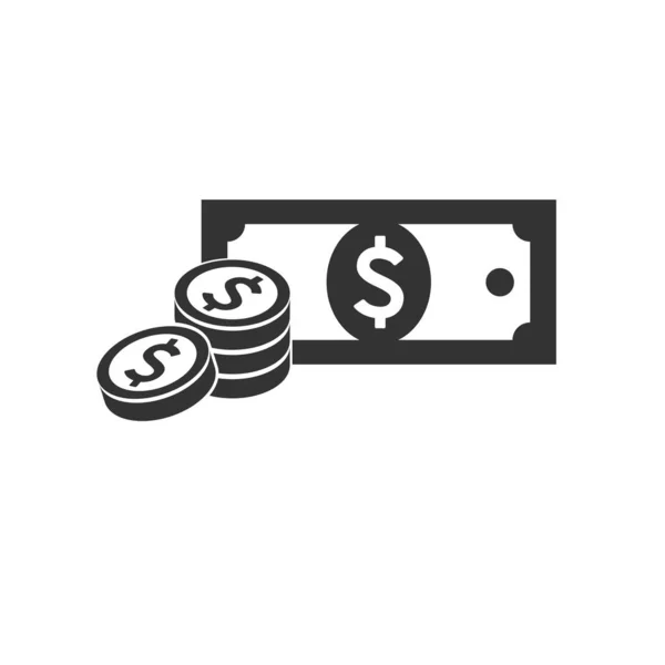 Ikony Banknote i moneta ilustracja na białym tle symbol znak dla www — Wektor stockowy
