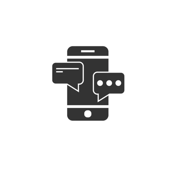 Conversação móvel ícone de bate-papo preto. assine o estilo liso do projeto. de — Vetor de Stock