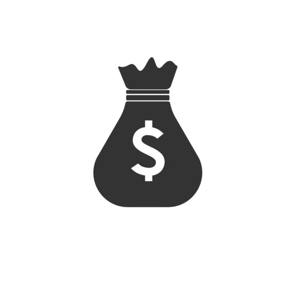 Saco de dinheiro preto ícone. vector. ilustração. símbolo. em bac branco — Vetor de Stock