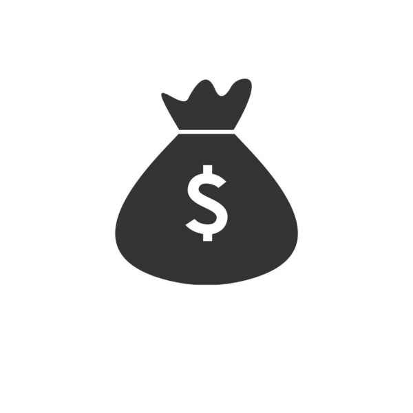 Saco de dinheiro preto ícone. vector. ilustração. símbolo. em bac branco — Vetor de Stock