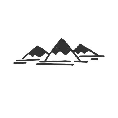El Çizilmiş Vektör Dağ simgeleri beyaz arka plan üzerinde izole. S