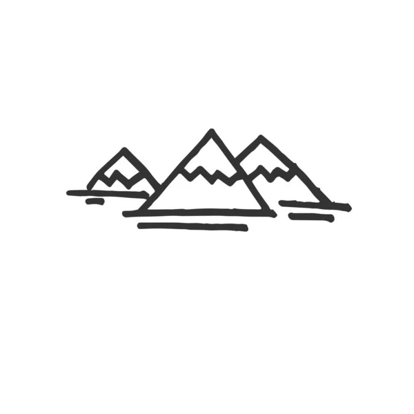 Icone Vector Mountain disegnate a mano isolate su sfondo bianco. s — Vettoriale Stock