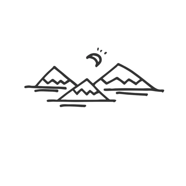 Icone Vector Mountain disegnate a mano isolate su sfondo bianco. s — Vettoriale Stock
