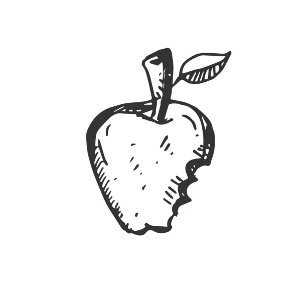 Handgezeichnetes Apfelfrucht-Symbol schwarz. auf weißem Hintergrund. Vektor i — Stockvektor