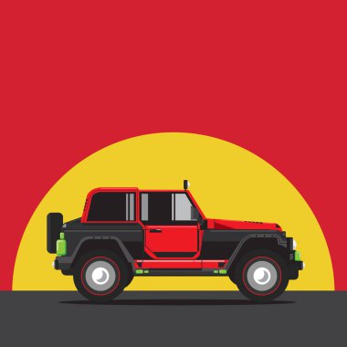 Offroad arabası, vektör illüstrasyonu. Modern tasarım. 