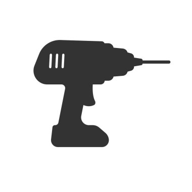 Matkap simgesi siyah düz stil tasarımı. Vektör grafik illüstrasyon.