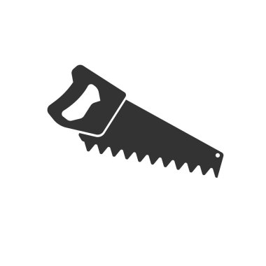Saw Icon siyah düz stil tasarımı. Vektör grafik illüstrasyon.