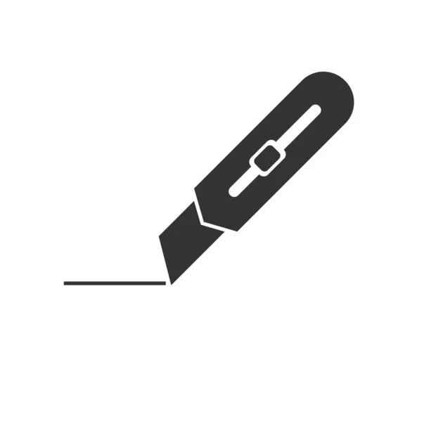 Cutter Knife Icon siyah düz stil tasarımı. Vektör grafik illust