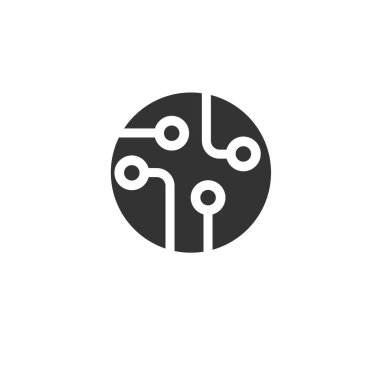 Devre kartı simgesi wh düz stil vektör illüstrasyon siyah