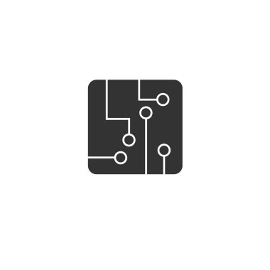 Devre kartı simgesi wh düz stil vektör illüstrasyon siyah