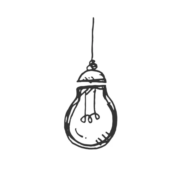 el çizilmiş Fikir Ampul simgesi siyah. beyaz arka plan üzerinde. vektör