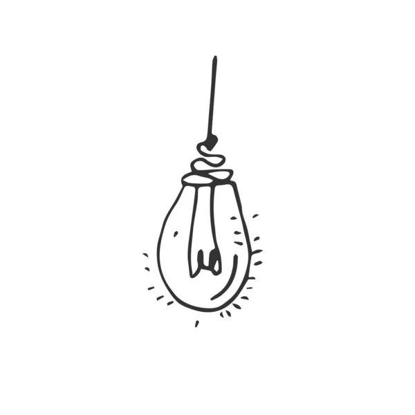 Hand drawn Idea Light bulb icon black. on white background. vect — Stock Vector