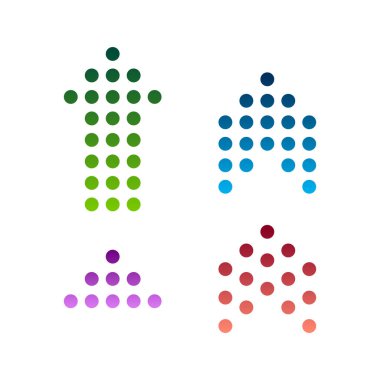 Arkaplanı olmayan bir noktada dört vektör oku