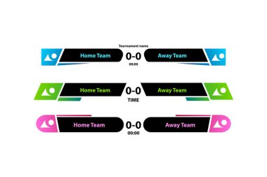 TV 'de farklı vektör banner şablonları oyun skoru maçı seti