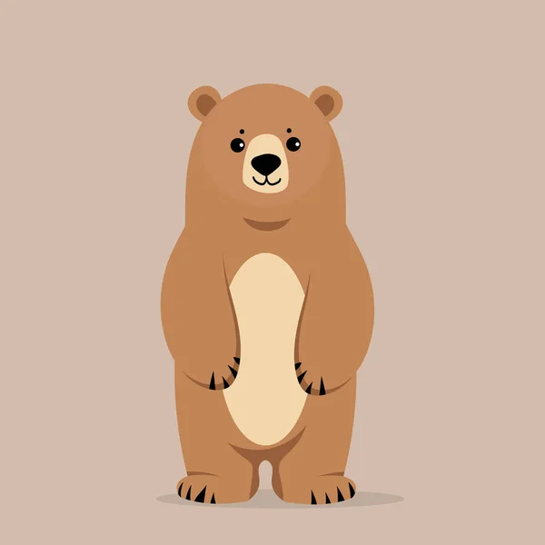 Çizgi film düz vektörü için ayı kahverengi karakterinin düz vektör çizimi