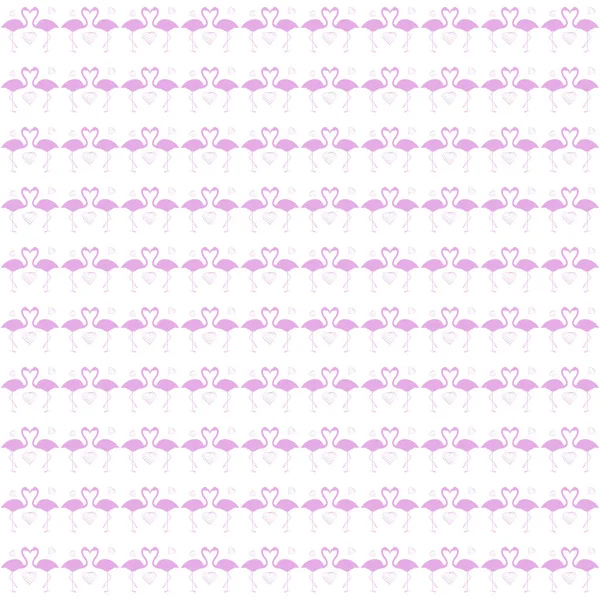 Dikişsiz desen, yürekleri pembe flamingo silüeti