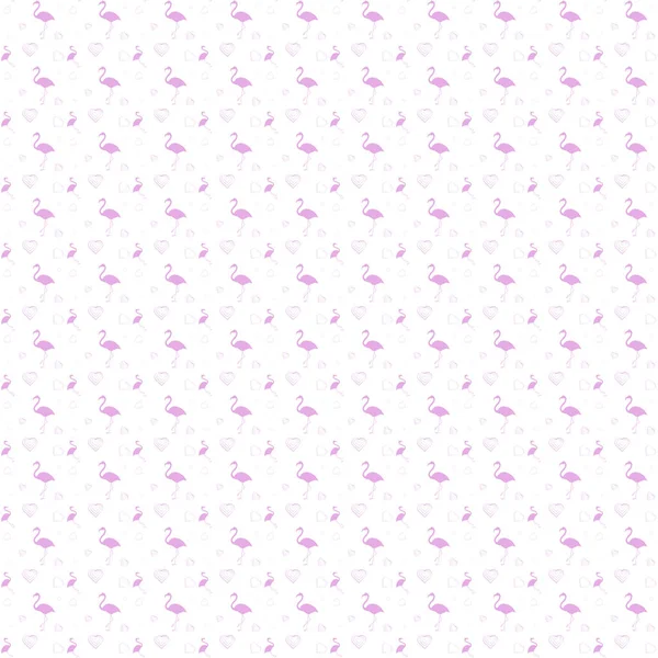 Dikişsiz desen, yürekleri pembe flamingo silüeti