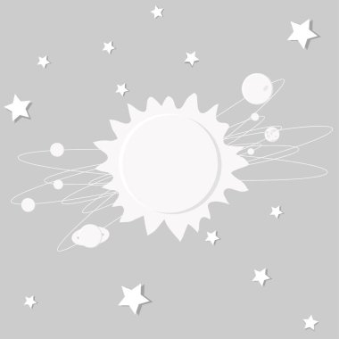 gri bir arka plan, uzay, yıldızlar ve gezegenler Güneş sisteminin olağandışı bir soyutlama