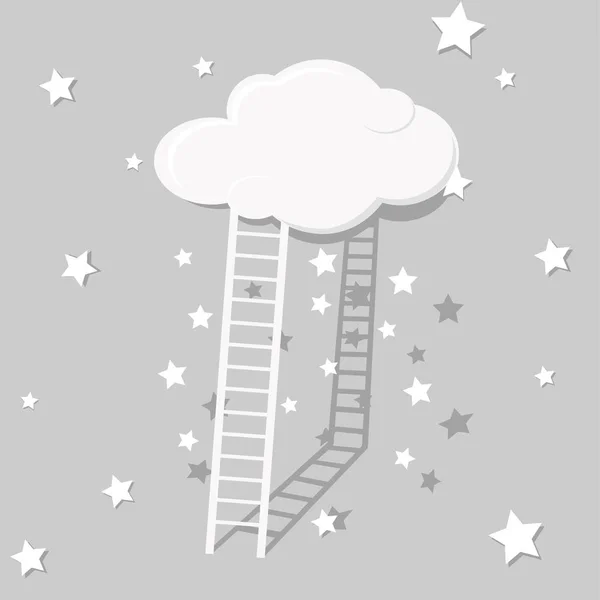 olağandışı soyutlama merdiven gökyüzüne, yıldızlarda gri