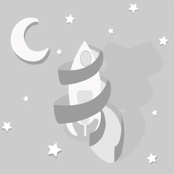 bir roket, bir rüya yıldız şeklinde bir çocuk tepenin alışılmadık soyutlama