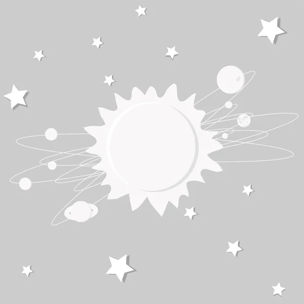 gri bir arka plan, uzay, yıldızlar ve gezegenler Güneş sisteminin olağandışı bir soyutlama