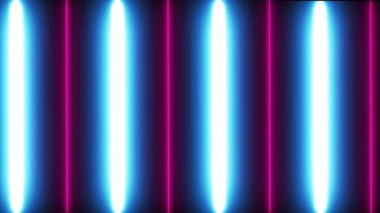 Yanıp sönen ışık efektli 4K neon şeritler. Disko, parti, VJ döngüleri, konserler, müzik gösterileri, gece kulüpleri ve modern sahne görselleri için mükemmel soyut bir arka plan.