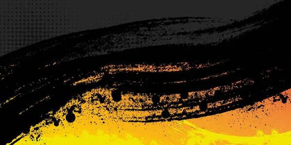 Yarım ton, grunge fırça darbeleriyle değişken doku. Turuncu ve siyah afiş, grunge çerçeve ve noktalı doku. Retro punk, komik ya da pop vektör geçmişi. Elle çizilmiş kaba leke şablonu.