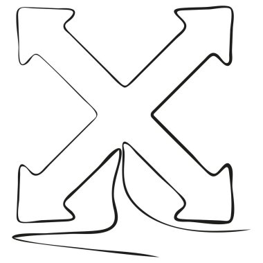 Basit çapraz oklar. Minimalist çizgi sembolü. Geometrik çizim stili. EPS 10.